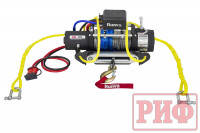 Лебёдка переносная РИФ 9500SR c квадратом для фаркопа, синтетический трос (облегченная) универсальная