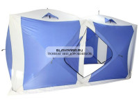 Палатка для зимней рыбалки (200*400*215) двойная, синяя с белым