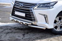 Защита переднего бампера двойная с зубьями 63/63мм (НПС) LEXUS 450D с 2015