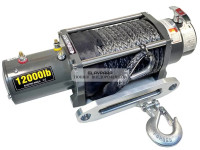 Лебедка электрическая 12V Electric Winch SC 12000lbs / 5443 кг IP66 стальной трос 12мм (влагозащита, радиоуправление,высокая скорость)